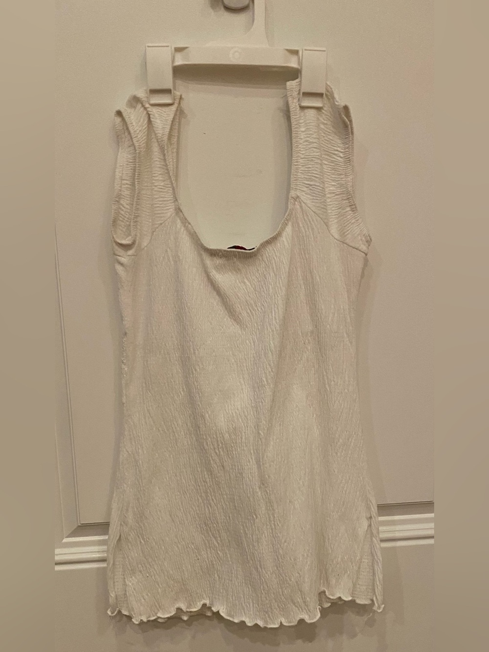 Vintage Y2K White Crinkle Babydoll Top Milkmaid Coquette Lace Ribbon - Picture 4 of 5